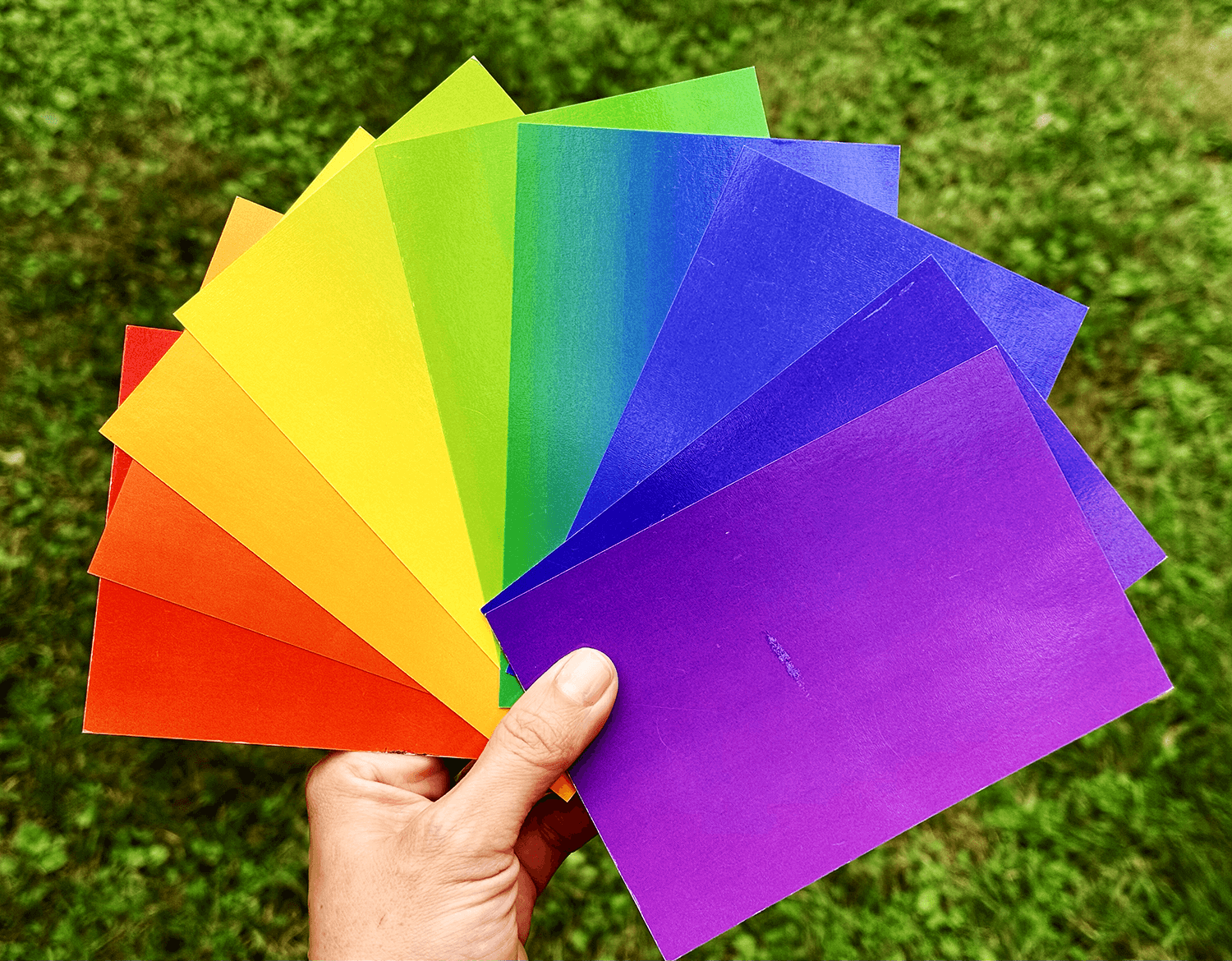 A Slow-Mo Rainbow of 9 postcards.